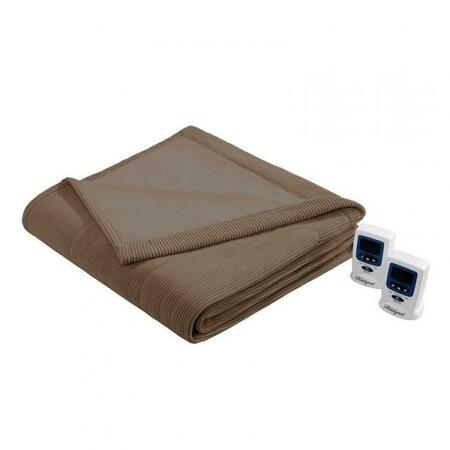 BEAUTYREST Electric Micro Fleece Heated Blanket, Brown - King BR54-0194